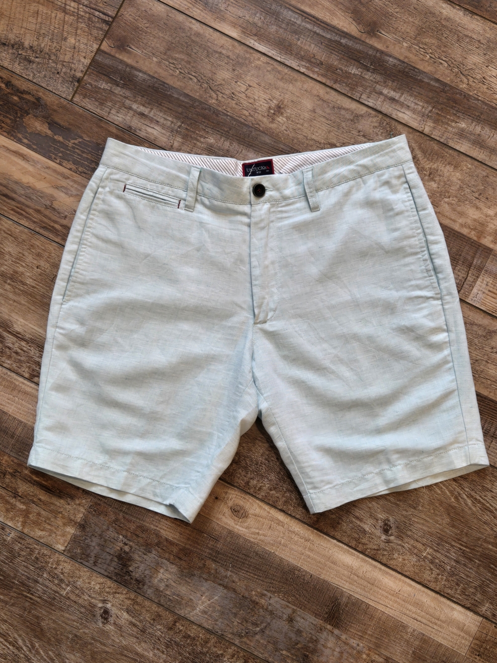 UNTUCKit Mint Green Linen Cotton Blend Shorts 32 (Fits 33) 9"